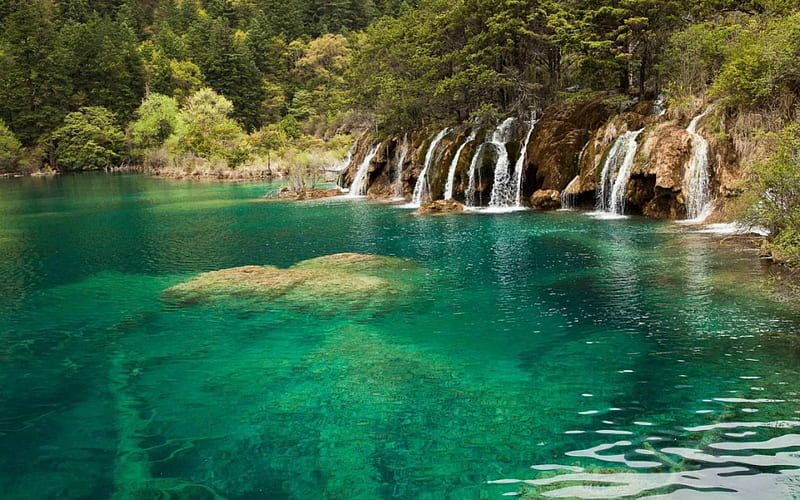Beautiful place, nature, water, clear, waterfalls, HD wallpaper