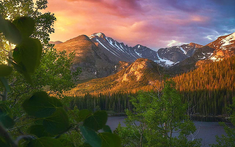 Perfect Summer Morning in Rocky Mountains, Colorado, landscape, usa, colors, sunrise, trees, sky, clouds, HD wallpaper