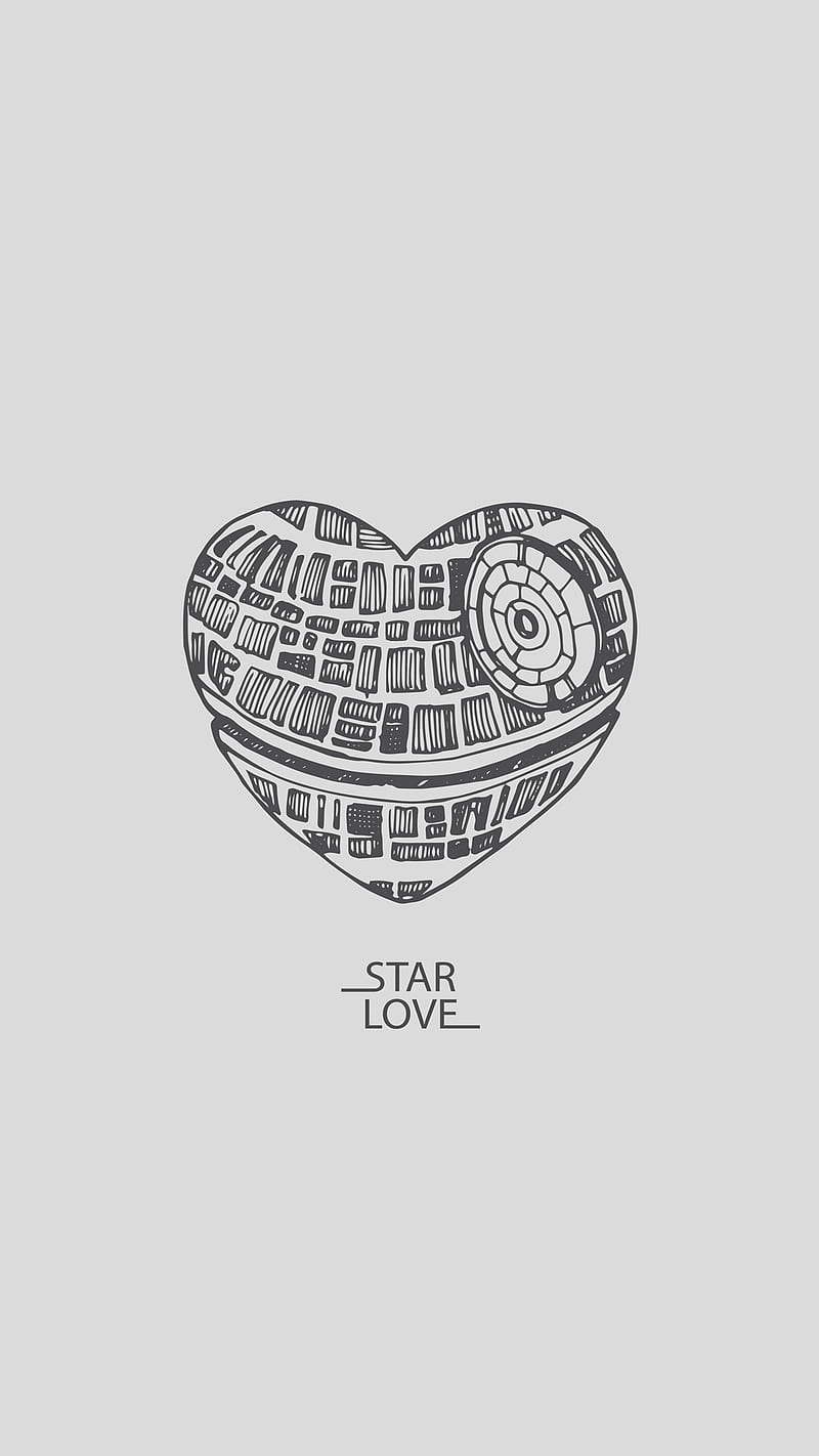 Star Love, 929, death star, heart, jedi, minimal, minimalist, simple, star wars, trista hogue, HD phone wallpaper