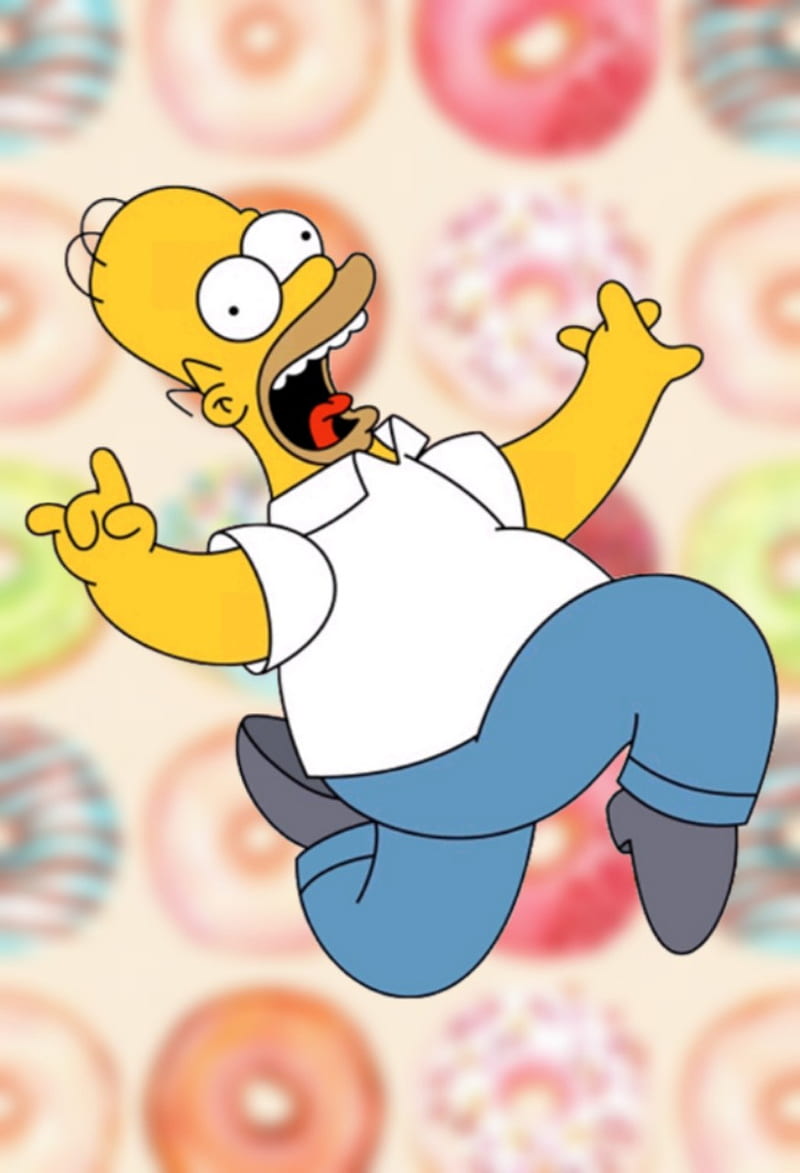 Homer Simpson, anime, cartoon, cute, donuts, food, fox, homero simpson, los simpsons, the simpsons, HD phone wallpaper