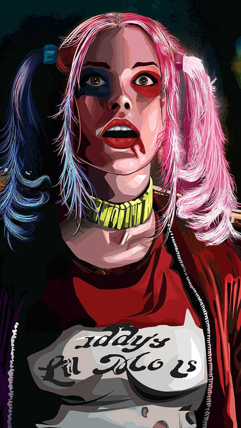 Harley Quinn, animated, colour, cute, dc, heroine, HD phone wallpaper