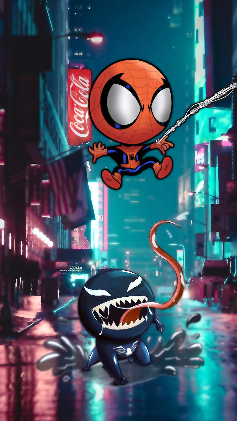 spidermanvenom, spiderman, venom, marvel, HD phone wallpaper