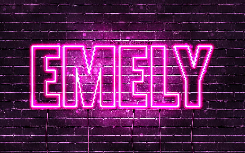 K Free Download Emely With Names Female Names Emely Name Purple Neon Lights Horizontal