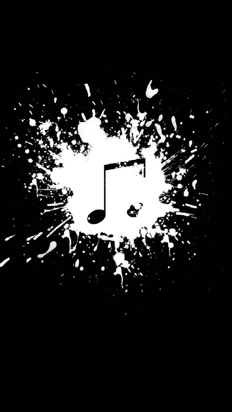 Music splat, black and white, music note, HD phone wallpaper