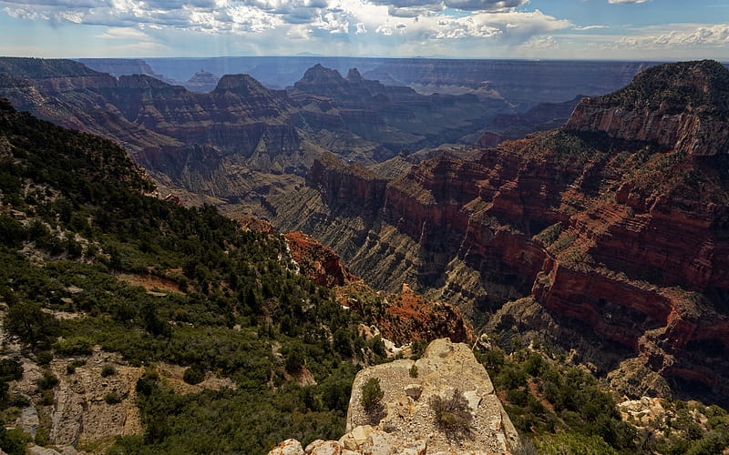 mountain landscape, rocks, canyon, North Rim, Grand Canyon National Park, Arizona, USA, HD wallpaper