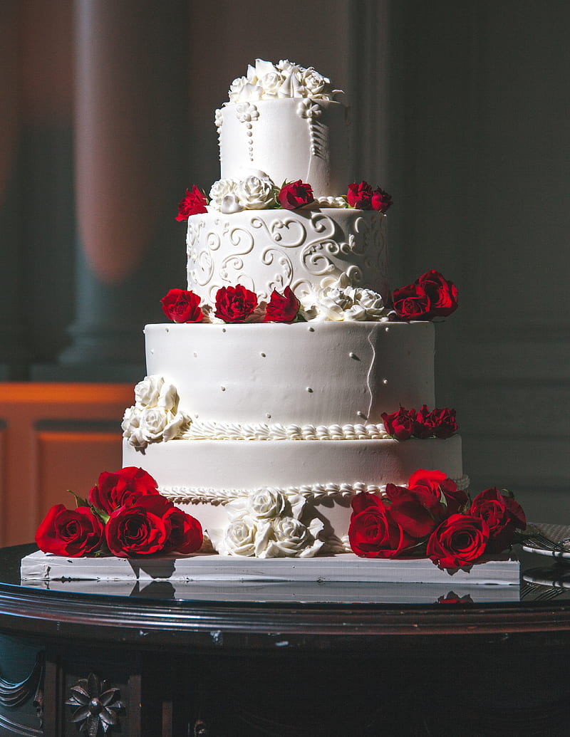 Cake, roses, wedding, HD phone wallpaper