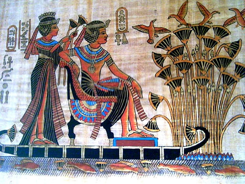 King Tut and Wife, egyptian, pharoah, ancient, hyroglyphs, HD wallpaper