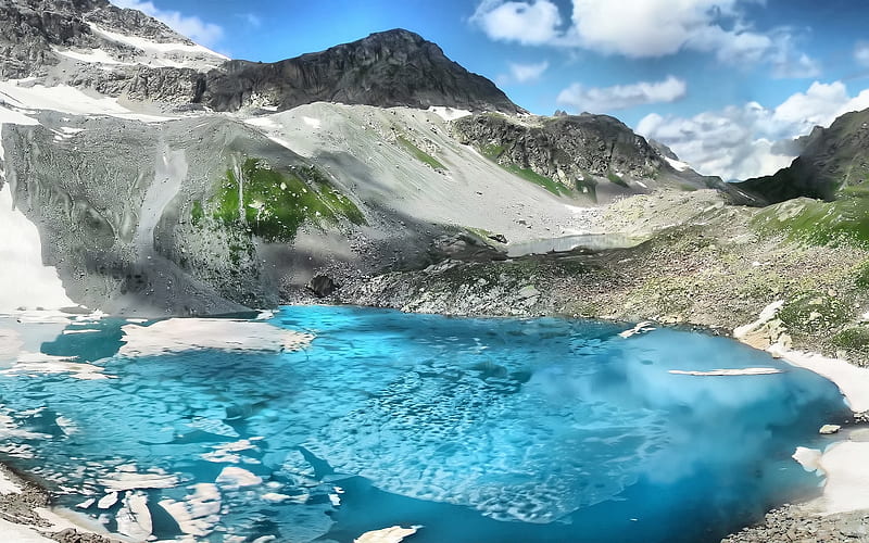Alpine Lake, mountain, water, quiet, lake, alpine, blue, HD wallpaper