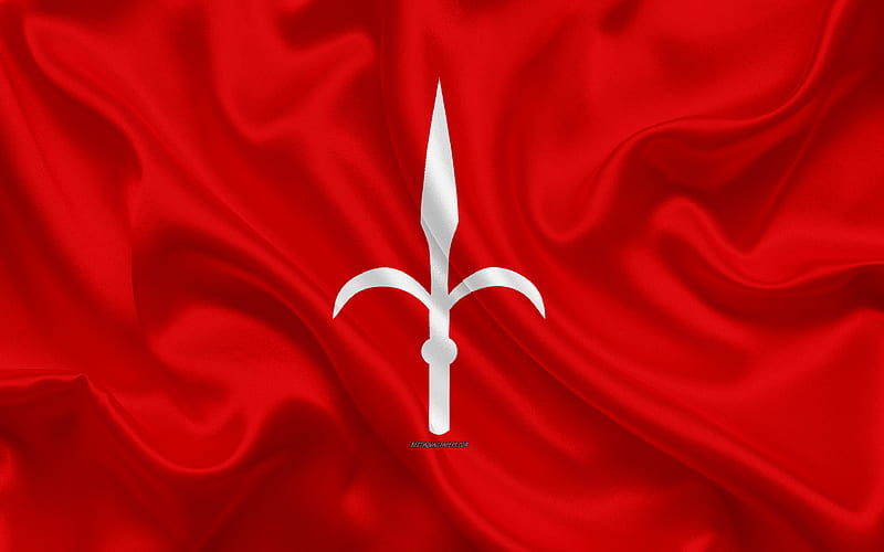 Flag of Trieste silk texture, red silk flag, coat of arms, Italian city, Trieste, Friuli-Venezia Giulia, Italy, symbols, HD wallpaper