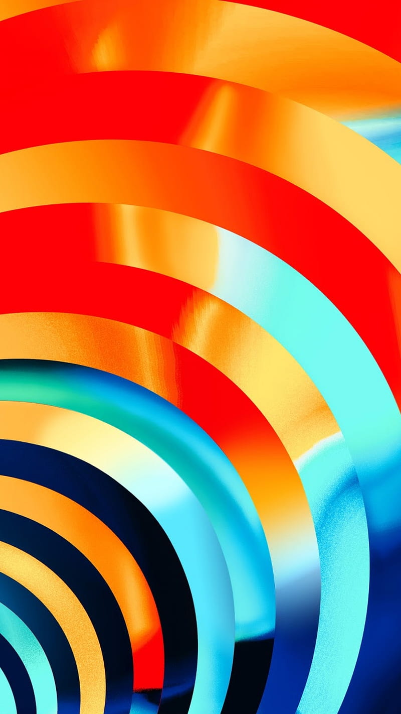 Abstract, 3d, beauty, blue, circle, colorful, neon, orange, red, HD phone wallpaper