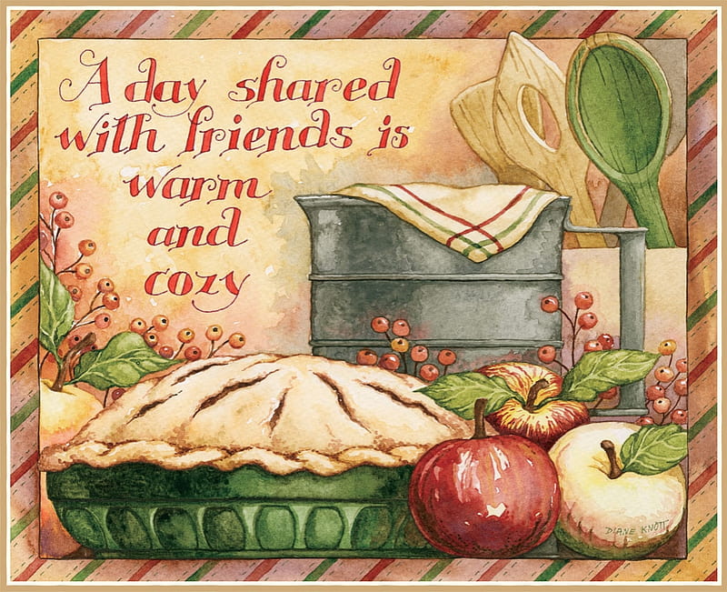 A Day Shared, saying, apple, friendship, recipes, pie, country, sharing, HD wallpaper