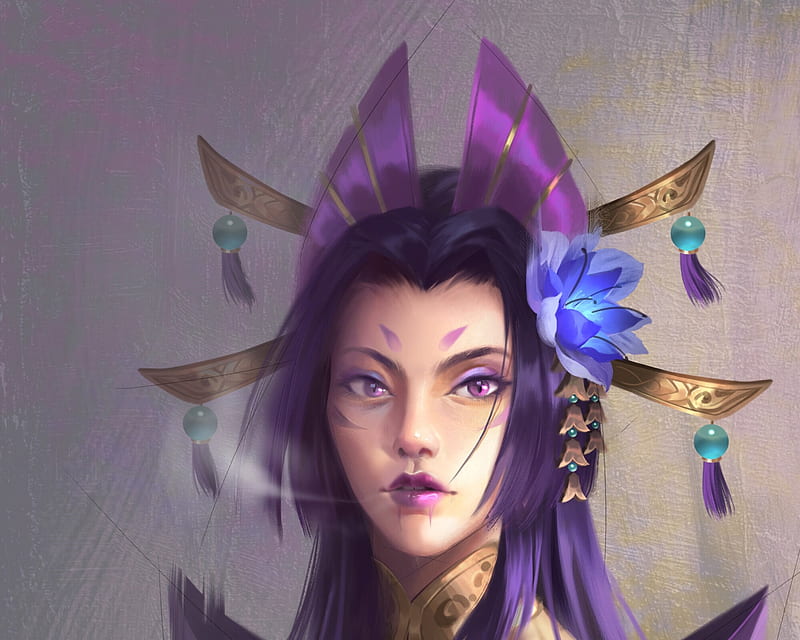 Fantasy Girl Girl Jing Zhou Art Luminos Purple Flower Face Hd Wallpaper Peakpx 1904