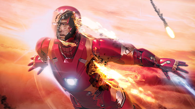 Iron Man Flying , iron-man, superheroes, artist, artwork, digital-art, artstation, HD wallpaper