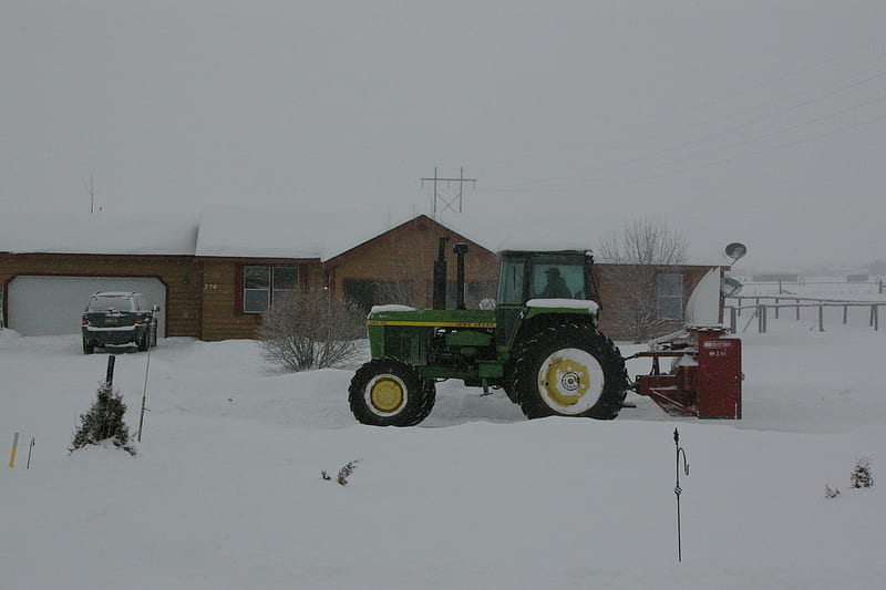 John Deere 4630 with Wildcat 8000 Snow Blower, Farm Equipment, Mountains, Snow Blowers, Rotary, John Deere, Snow Removal, HD wallpaper