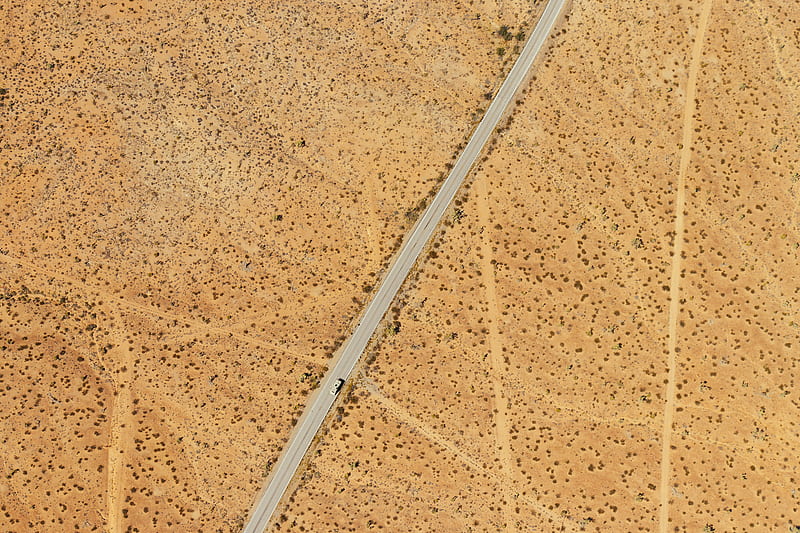 aerial graphy of road between vast desert, HD wallpaper