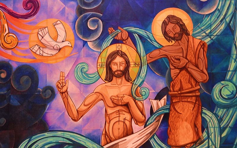 Baptism of Christ, John the Baptist, dove, Holy Spirit, Jesus, HD wallpaper