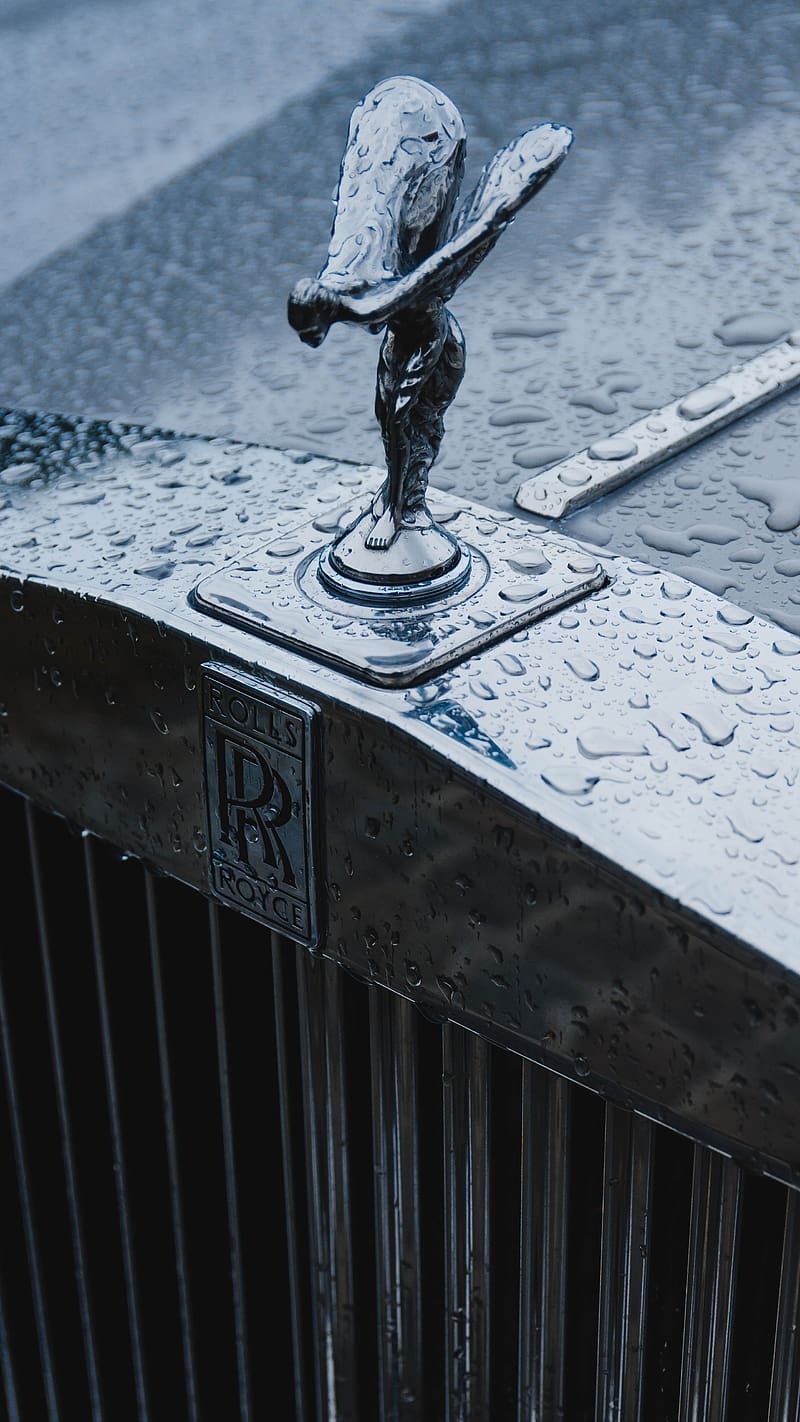Rolls Royce Ghost Waterdrops On Emblem, rolls royce ghost, waterdrops, emblem, black, royal, logo, HD phone wallpaper