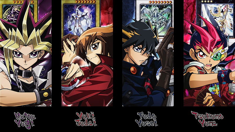 Their Trump Card, Fuudo Yusei, Judai Yuuki, anime, Yuma Tsukumo, Zexal, Yugioh, Yami Yugi, HD wallpaper