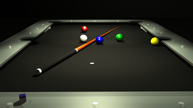 Pool Table, Cue stick, 3D, balls, HD wallpaper