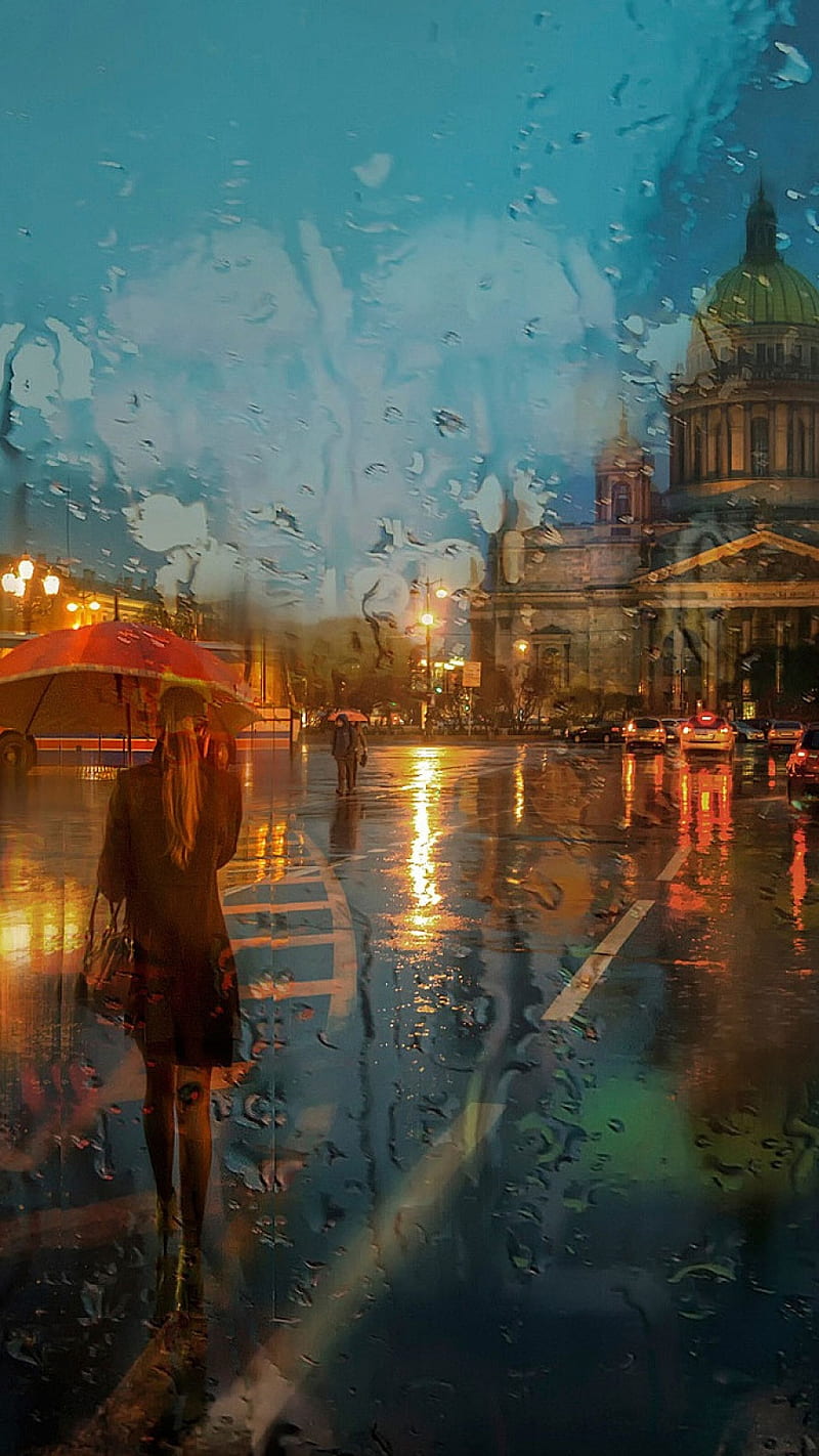 In the rain, in the rain, street, art, sky, HD phone wallpaper | Peakpx
