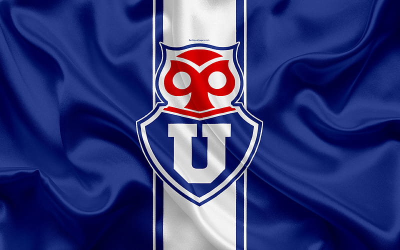 Club Universidad de Chile Chilean football club, silk texture, logo, blue flag, emblem, Chilean Primera Division, Santiago, Chile, football, HD wallpaper