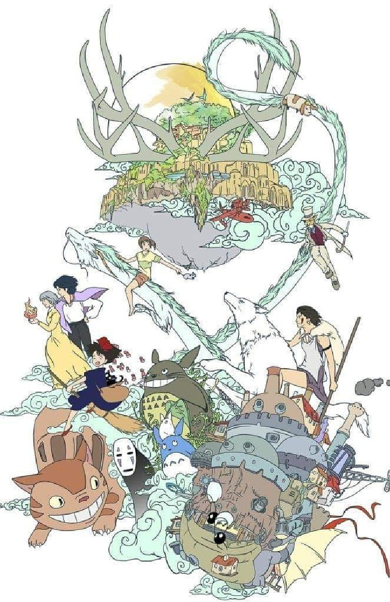 Ghibli, anime, spirited away, totoro, HD phone wallpaper