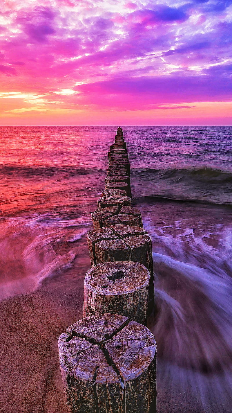 Rosegold, lighthouse, beach, sunset, ocean, pastel, life, HD phone wallpaper