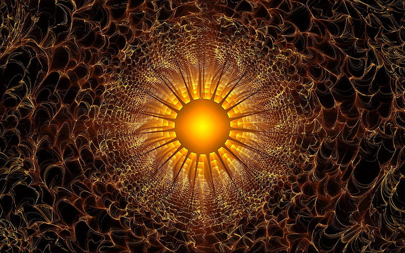 Sunday Morning, sun, orange, abstract, fractal, HD wallpaper