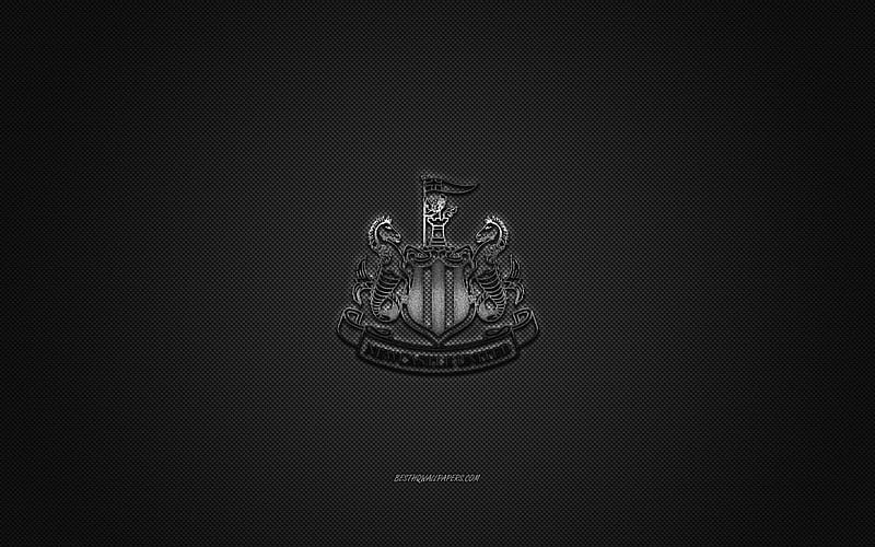 Newcastle United FC, English football club, Premier League, gray logo, gray carbon fiber background, football, Newcastle upon Tyne, England, Newcastle United logo, HD wallpaper