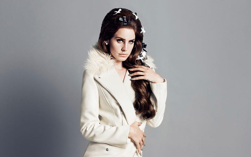 Lana Del Rey, American singer hoot, portrait, white coat, HD wallpaper