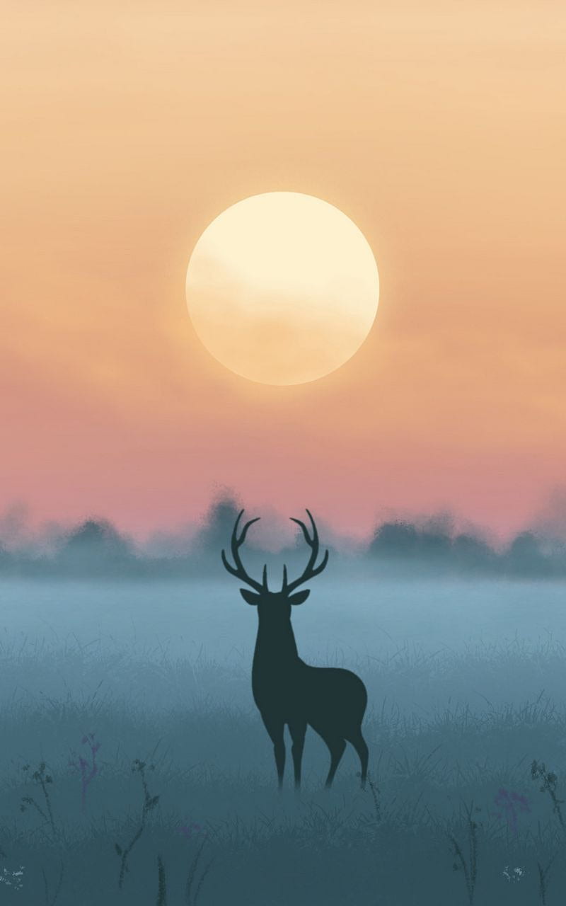 Deer, Silhouette, Moon, Night, Art Samsung Galaxy Note Gt N7000, Meizu Mx2 Background, HD phone wallpaper