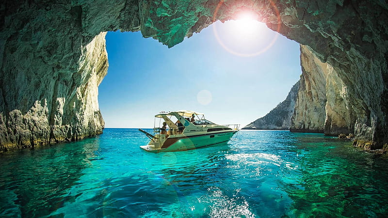 Zakynthos Boat Trip, Boat, Greece, Zakynthos, water, marine, cave, HD wallpaper