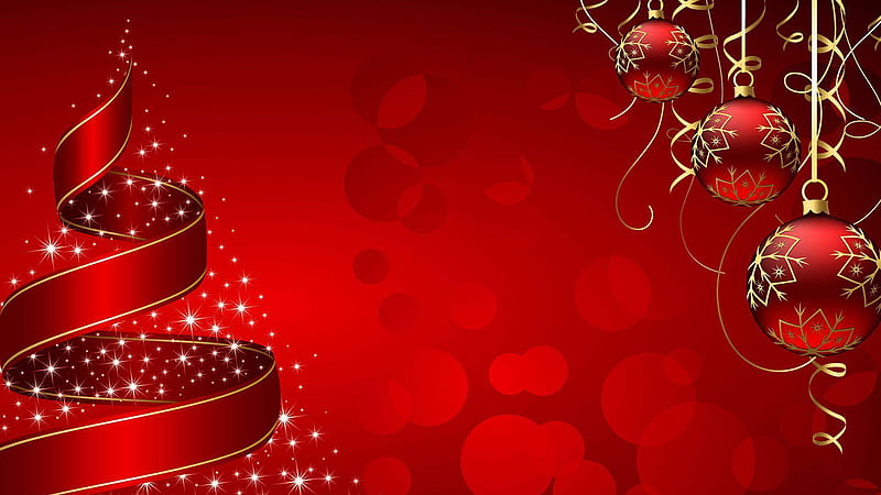 Christmas Tree And Bauble Ornaments Christmas Tree, HD wallpaper