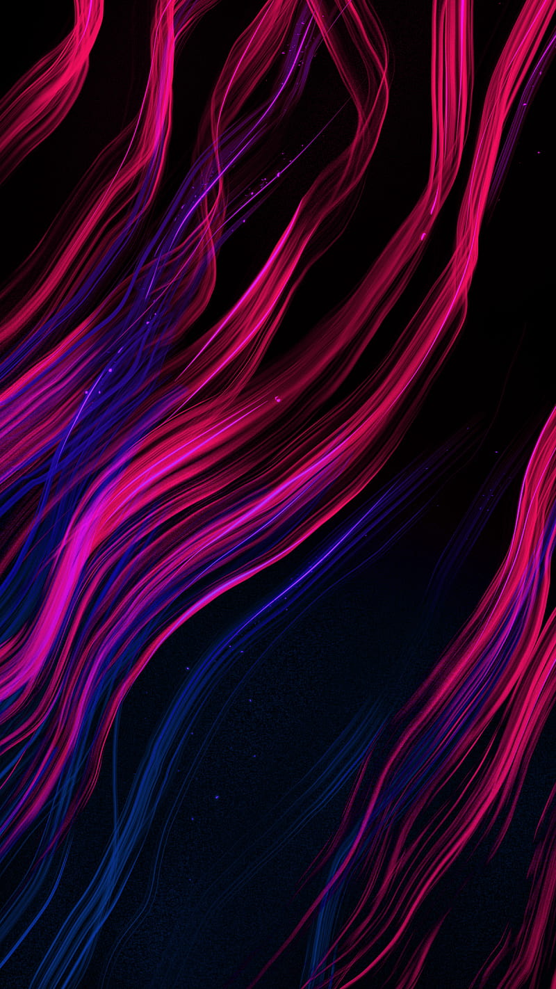 Fiber Electrics II, Electric, U, abstract, amoled, art, black, blue, contrast, curves, glow, light, lines, oled, organic, pink, purple, red, smooth, soft, sparkles, strokes, vibrant, waves, HD phone wallpaper