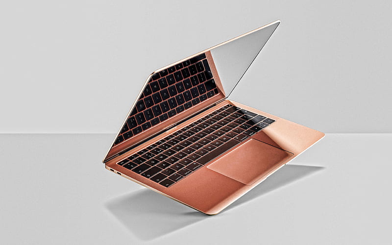 Apple MacBook Air, laptop, bronze MacBook Air, modern computers, Apple, HD wallpaper