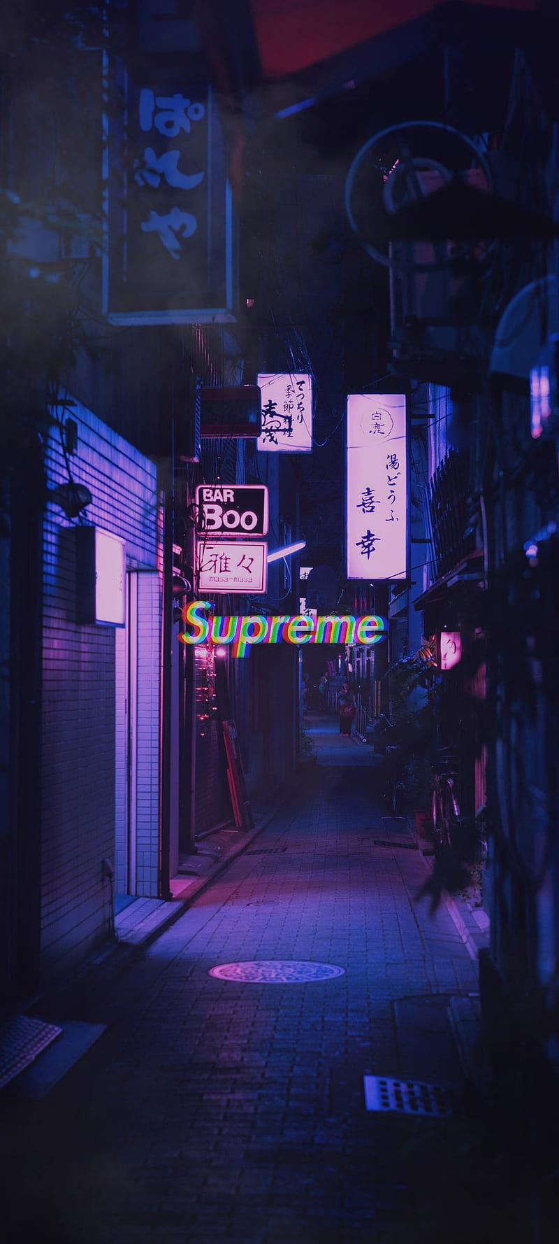 Supreme Tokyo, city, hypebeast, japan, neon nights, HD phone wallpaper