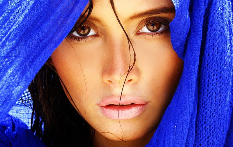 Serenity and Beauty, girl in veil, veiled, bonito, woman, graphy, girl, serene fashion, blue, HD wallpaper