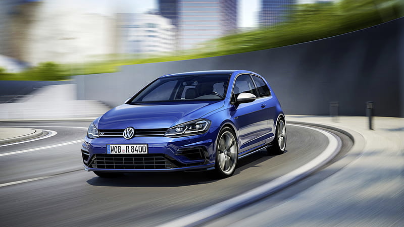 Volkswagen Golf R Facelift, 2018 cars, road, blue Golf, Volkswagen, HD wallpaper
