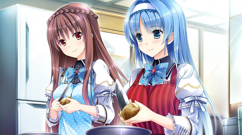 Cooking Time!, Anime Guy, Anime, Cooking, Red Eyes, Blushing, School  Uniform, HD wallpaper | Peakpx