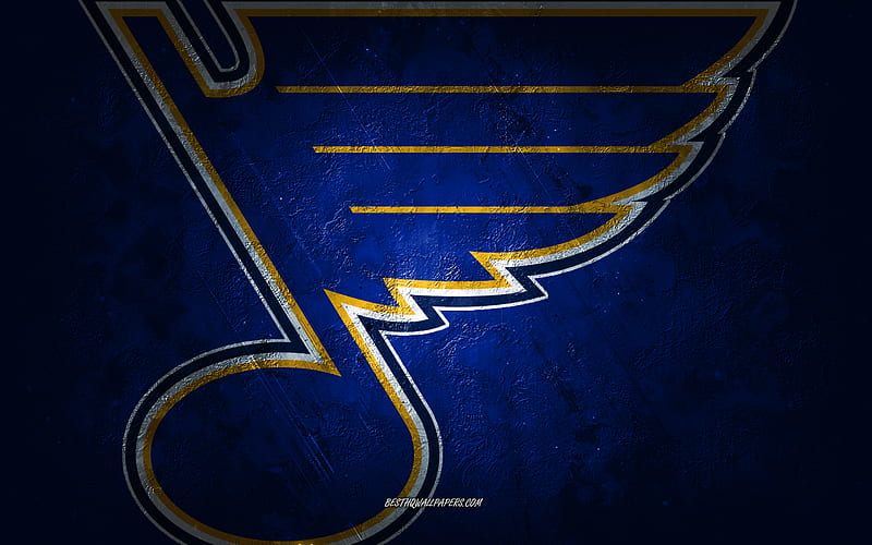 St Louis Blues, American hockey team, blue stone background, St Louis Blues logo, grunge art, NHL, hockey, USA, St Louis Blues emblem, HD wallpaper