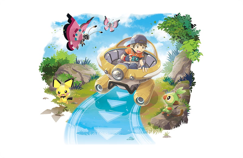 Pokémon, New Pokémon Snap, Vivillon (Pokémon), Jamie (Pokémon), Grookey (Pokémon), Pichu (Pokémon), Boy, HD wallpaper