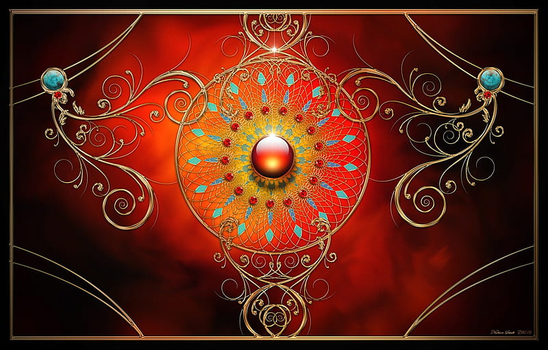 Red dream mandala, mandala, 3d, abstract, esoteric, HD wallpaper
