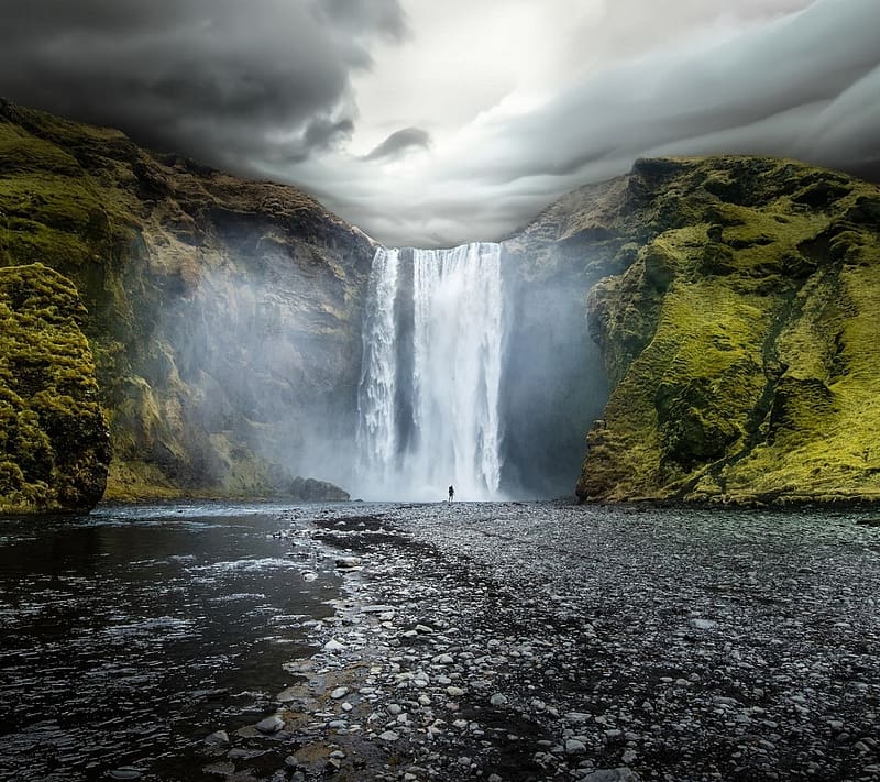 Waterfalls, Waterfall, , Hill, Cloud, Iceland, Skógafoss, Skógafoss Waterfall, HD wallpaper
