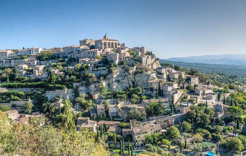 Landscape, House, France, Provence, Hill, Town, , Towns, HD wallpaper