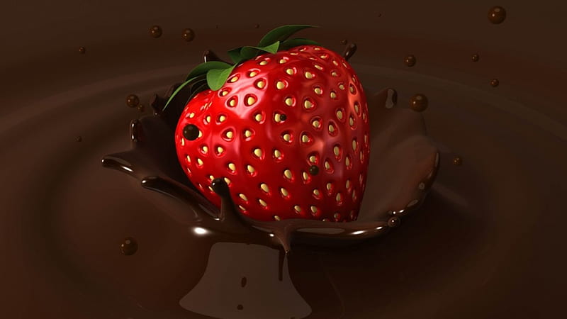 *Chocolate Strawberry*, glossy, strawberry, chocolate, dip, HD wallpaper