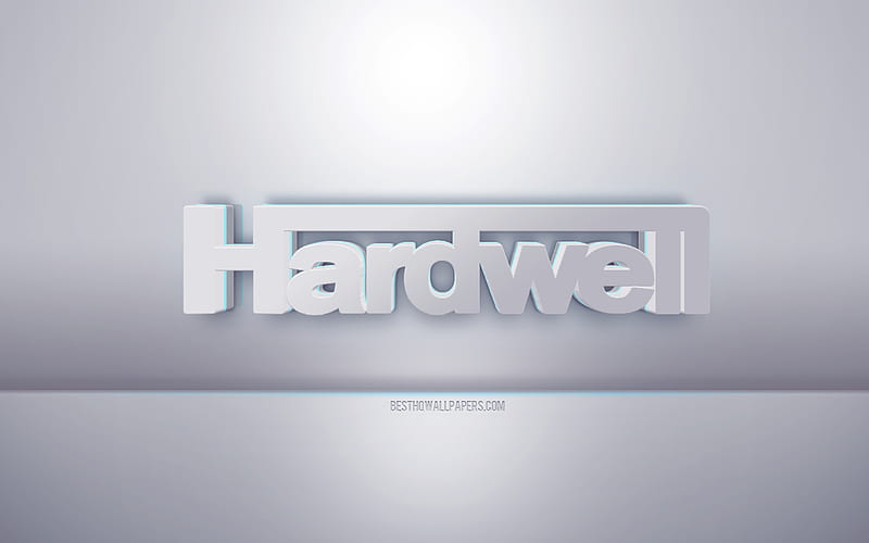 Hardwell 3d white logo, gray background, Hardwell logo, creative 3d art, Hardwell, 3d emblem, HD wallpaper
