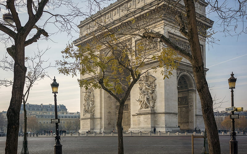 Arc de Triomphe, Paris, Place Charles de Gaulle, evening, Paris Landmark, France, HD wallpaper