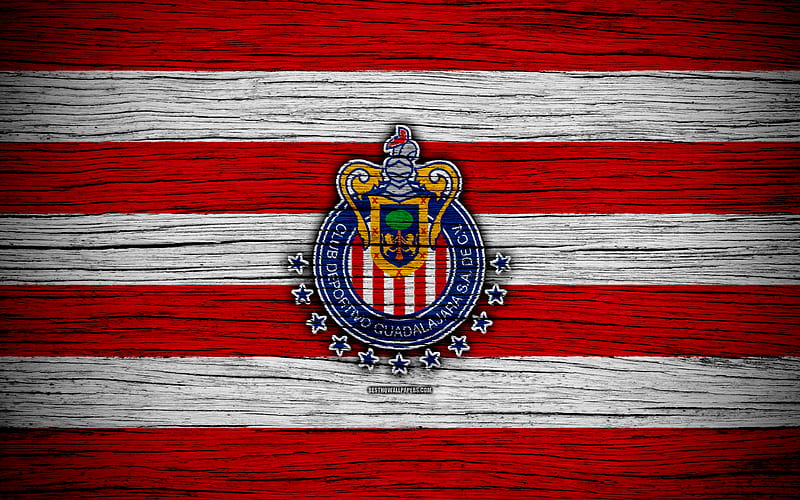 Guadalajara Chivas FC Liga MX, football, Primera Division, soccer, Mexico, Guadalajara Chivas, wooden texture, football club, FC Guadalajara Chivas, HD wallpaper