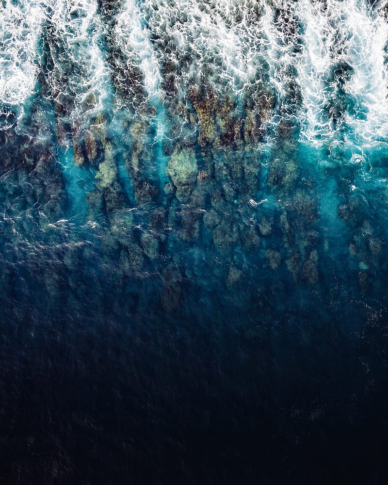 water, ocean, surf, aerial view, maldives, HD phone wallpaper