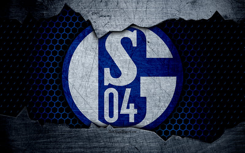 Schalke 04 logo, Bundesliga, metal texture, soccer, FC Schalke, football, HD wallpaper